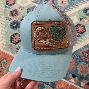 Cowgirl leather patch hat
